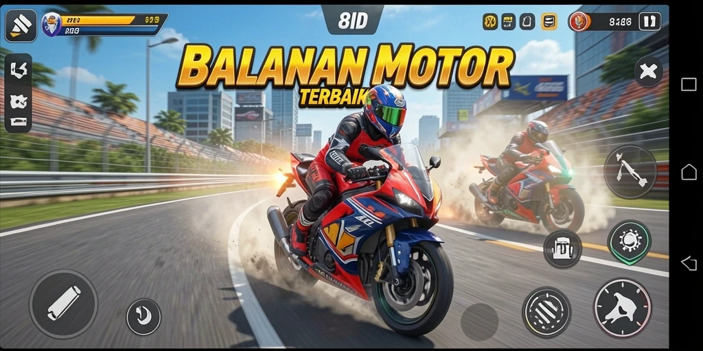 Tangkapan layar gameplay seru dari balapan motor di 8ID.