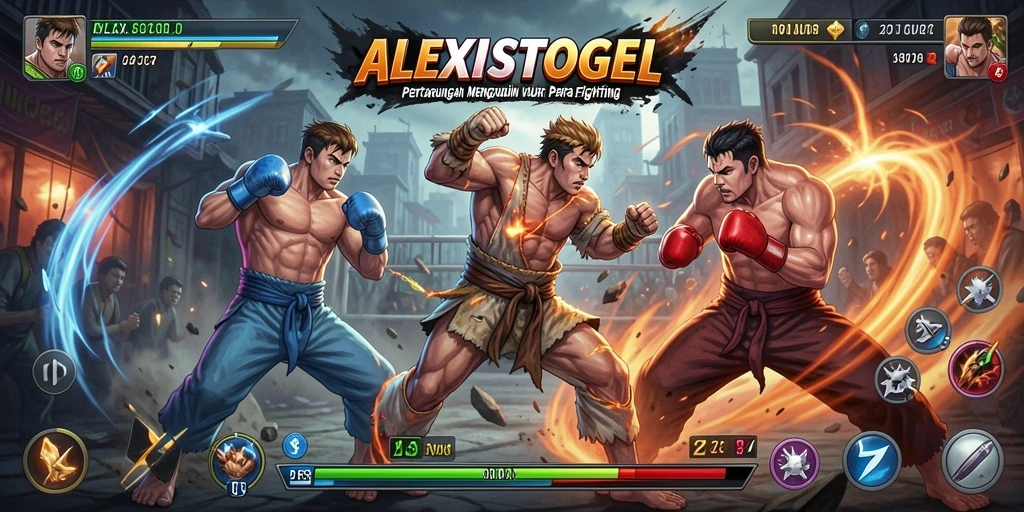 Screenshot utama ALEXISTOGEL menampilkan aksi pertarungan yang mendebarkan.