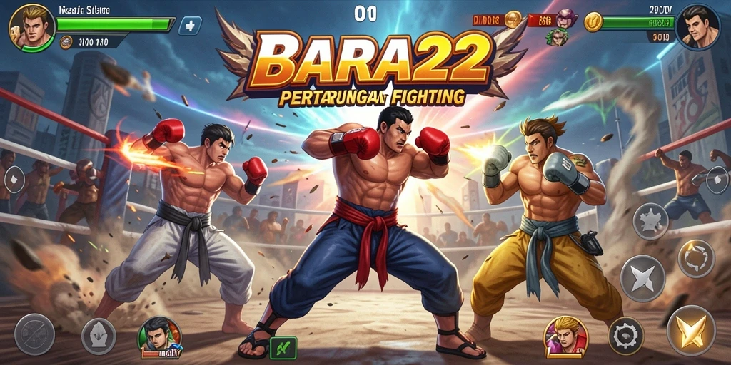 Screenshot gameplay BARA22 dengan pertarungan mendebarkan.