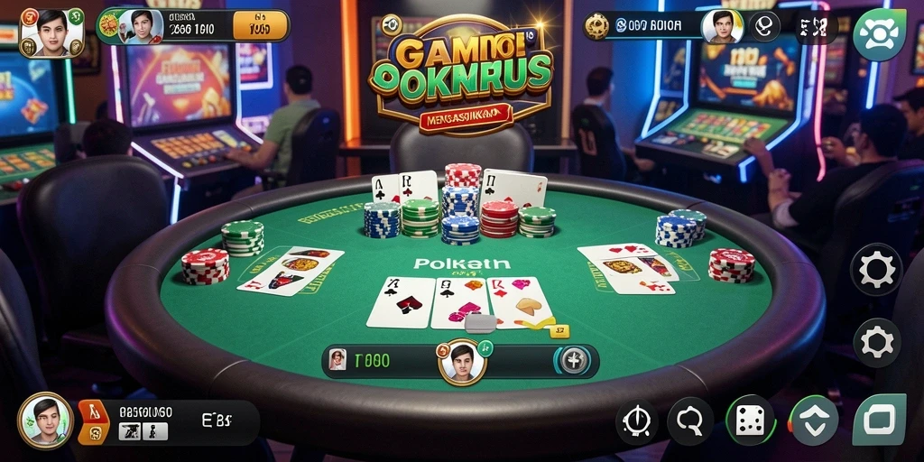 Tangkapan layar gameplay FO8 yang intens dan seru di meja poker.