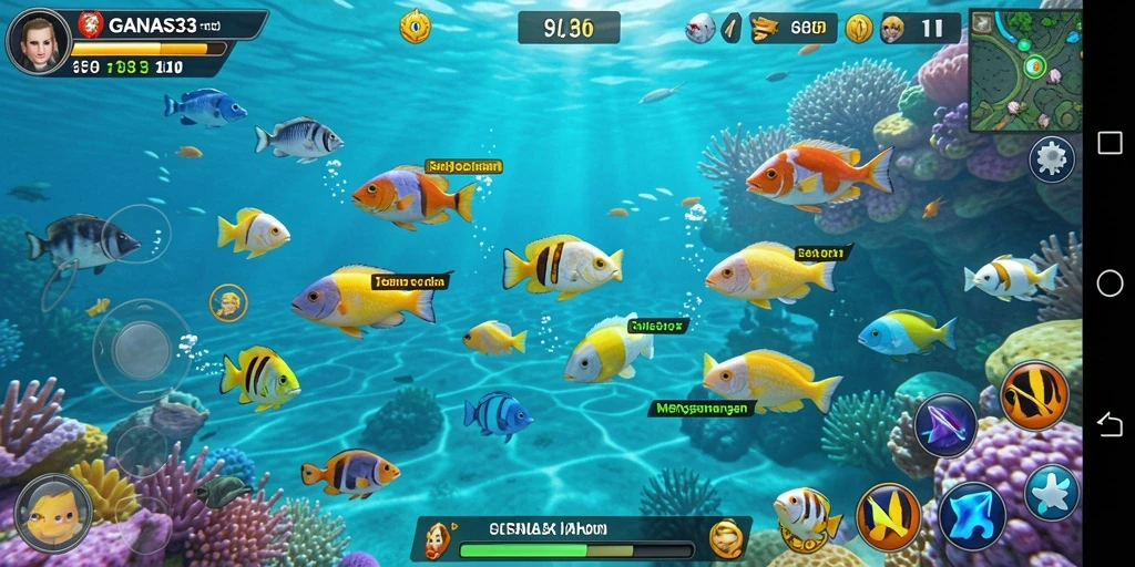 Menampilkan aksi seru dalam permainan Tembak Ikan GANAS33.