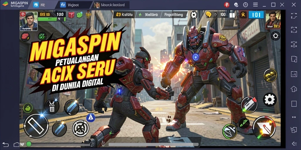 Tampilan gameplay MIGASPIN yang menegangkan dan dinamis.