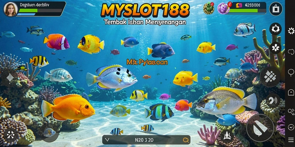 Screenshot utama MYSLOT188 menampilkan aksi seru dalam game Tembak Ikan.