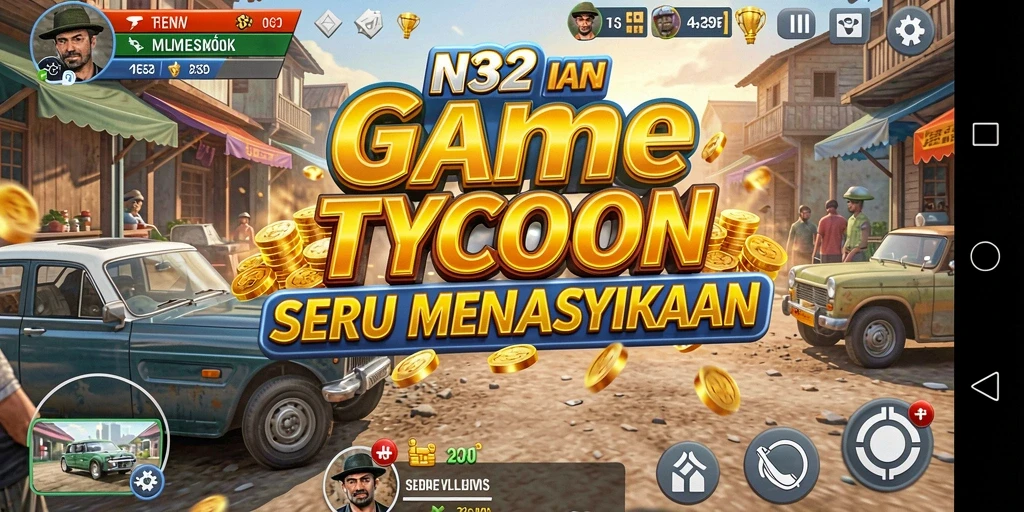 Screenshot utama N32 menampilkan gameplay seru dalam simulasi Tycoon.